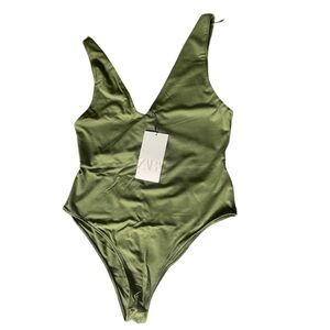 NWT Zara Sleeveless Super Soft Body Suit in Earth Tone Green